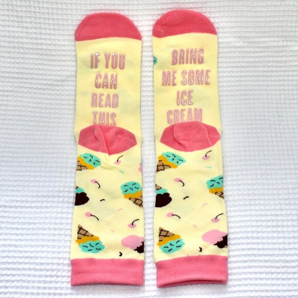 NWT Lavely Bring Me Some Ice Cream Crew Length Non-Slip Grippy Unisex Socks OS - Picture 1 of 7